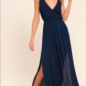 Lulus Lost in Paradise Navy Maxi Dress